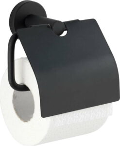 Černý držák na toaletní papír Wenko Bosio Cover WENKO
