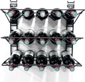 Černý nástěnný držák na 15 lahví vína Compactor Walltech Compactor
