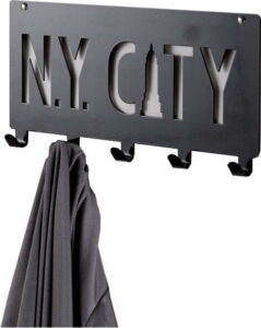 Černý nástěnný věšák s 5 háčky Compactor NY City Compactor