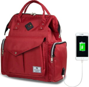 Červený batoh pro maminky s USB portem My Valice HAPPY MOM Baby Care Backpack Myvalice