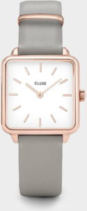 Dámské hodinky s hranatým ciferníkem a šedým koženým řemínkem Cluse La Tétragone CLUSE
