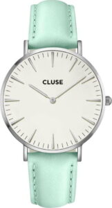 Dámské hodinky s koženým řemínkem a detaily ve stříbrné barvě Cluse La Bohéme CLUSE