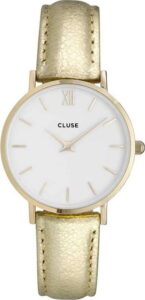 Dámské hodinky s metalicky zlatým řemínkem Cluse Minuit Gold CLUSE
