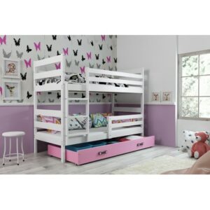 Dětská patrová postel ERYK 160x80 cm Ružové Bílá BMS