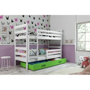 Dětská patrová postel ERYK 190x80 cm Zelená Bílá BMS