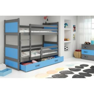 Dětská patrová postel RICO 200x90 cm Modrá Šedá BMS