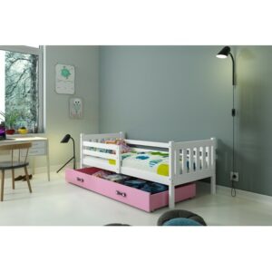 Dětská postel CARINO 190x80 cm Bílá Ružové BMS