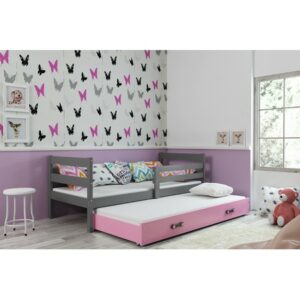 Dětská postel s výsuvnou postelí ERYK 190x80 cm Ružové Šedá BMS