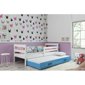 Dětská postel s výsuvnou postelí ERYK 200x90 cm Modrá Bílá BMS