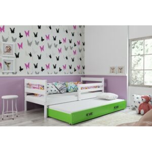 Dětská postel s výsuvnou postelí ERYK 200x90 cm Zelená Bílá BMS