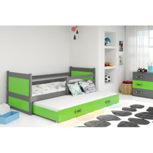 Dětská postel s výsuvnou postelí RICO 200x90 cm Zelená Šedá BMS