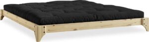 Dvoulůžková postel z borovicového dřeva s matrací Karup Design Elan Double Latex Natural Clear/Black