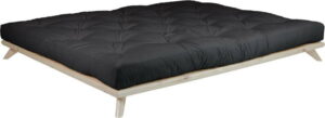 Dvoulůžková postel z borovicového dřeva s matrací Karup Design Senza Comfort Mat Natural Clear/Black
