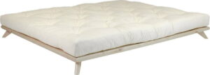 Dvoulůžková postel z borovicového dřeva s matrací Karup Design Senza Double Latex Natural Clear/Natural