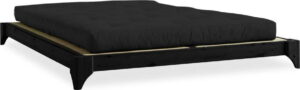 Dvoulůžková postel z borovicového dřeva s matrací a tatami Karup Design Elan Comfort Mat Black/Black