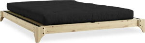 Dvoulůžková postel z borovicového dřeva s matrací a tatami Karup Design Elan Comfort Mat Natural Clear/Black