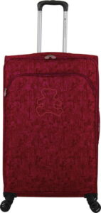 Fuchsiově růžové zavazadlo na 4 kolečkách Lulucastagnette Teddy Bear
