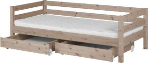 Hnědá dětská postel z borovicového dřeva s 2 zásuvkami Flexa Classic