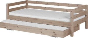 Hnědá dětská postel z borovicového dřeva s výsuvným lůžkem Flexa Classic