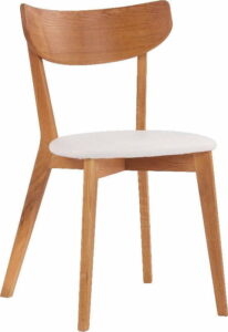 Hnědá dubová jídelní židle s bílým sedákem Rowico Ami Rowico