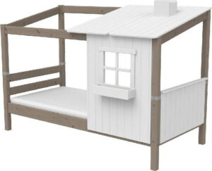 Hnědo-bílá domečková postel z borovicového dřeva Flexa Classic Tree House