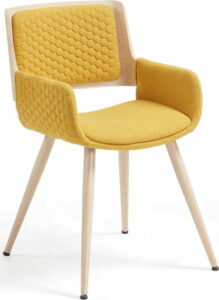 Hořčicově žlutá židle s kovovým podnožím a područkami La Forma Andre La Forma
