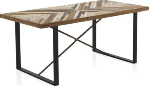 Jídelní stůl s kovovými nohami a deskou z recyklovaného dřeva Geese