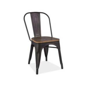 Kovová jídelní židle LOFT sedátko ořech/grafit SIGNAL