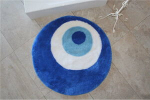 Kulatá modrá koupelnová předložka Eye Chilai Home by Alessia