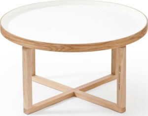 Kulatý stolek s bílou deskou z dubového dřeva Wireworks Round