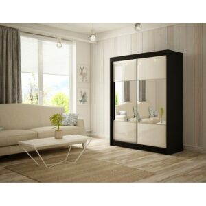 Kvalitní Šatní Skříň Rico 120 Bílá Černý mat Furniture