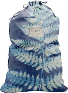 Látkový vak na prádlo s příměsí lnu Linen Couture Bag Blue Leaf