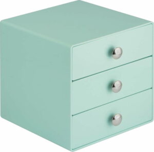 Mátově zelený úložný box s 3 šuplíky iDesign Drawers