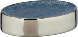 Modrá keramická mýdlenka s detailem ve stříbrné barvě Wenko Badi WENKO