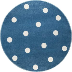 Modrý kulatý koberec s puntíky KICOTI Blue Stars