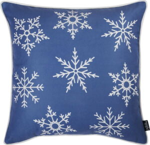 Modrý povlak na polštář s vánočním motivem Apolena Honey Snowflakes