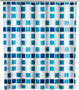 Modrý sprchový závěs Wenko Mosaic