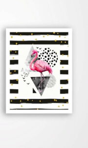 Nástěnný obraz na plátně v bílém rámu Tablo Center Flamingo Black