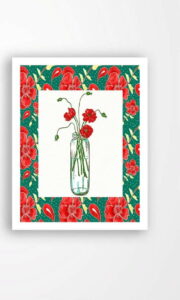 Nástěnný obraz na plátně v bílém rámu Tablo Center Red Flowers