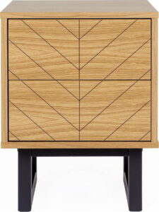Noční stolek v dubovém dekoru Woodman Mora Herringbone Print Woodman