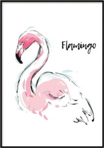Plakát DecoKing Flamingo Aquarelle