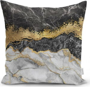 Povlak na polštář Minimalist Cushion Covers BW Marble With Golden Lines
