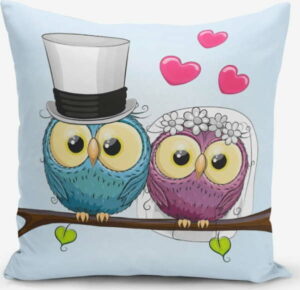 Povlak na polštář s příměsí bavlny Minimalist Cushion Covers Fall In Love Owls