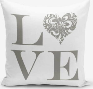 Povlak na polštář s příměsí bavlny Minimalist Cushion Covers Love Grey