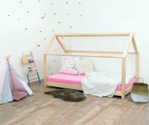 Přírodní dětská postel bez bočnic ze smrkového dřeva Benlemi Tery