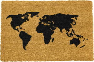 Rohožka z přírodního kokosového vlákna Artsy Doormats World Map