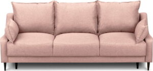 Růžová rozkládací třímístná pohovka s úložným prostorem Mazzini Sofas Ancolie Mazzini Sofas