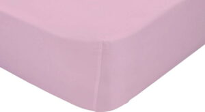 Růžové elastické prostěradlo z čisté bavlny Happy Friday Basic