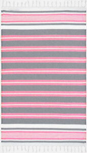 Růžovo-šedá osuška s příměsí bavlny Kate Louise Cotton Collection Line Pink Grey