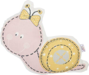 Růžový dětský polštářek s příměsí bavlny Apolena Pillow Toy Snail